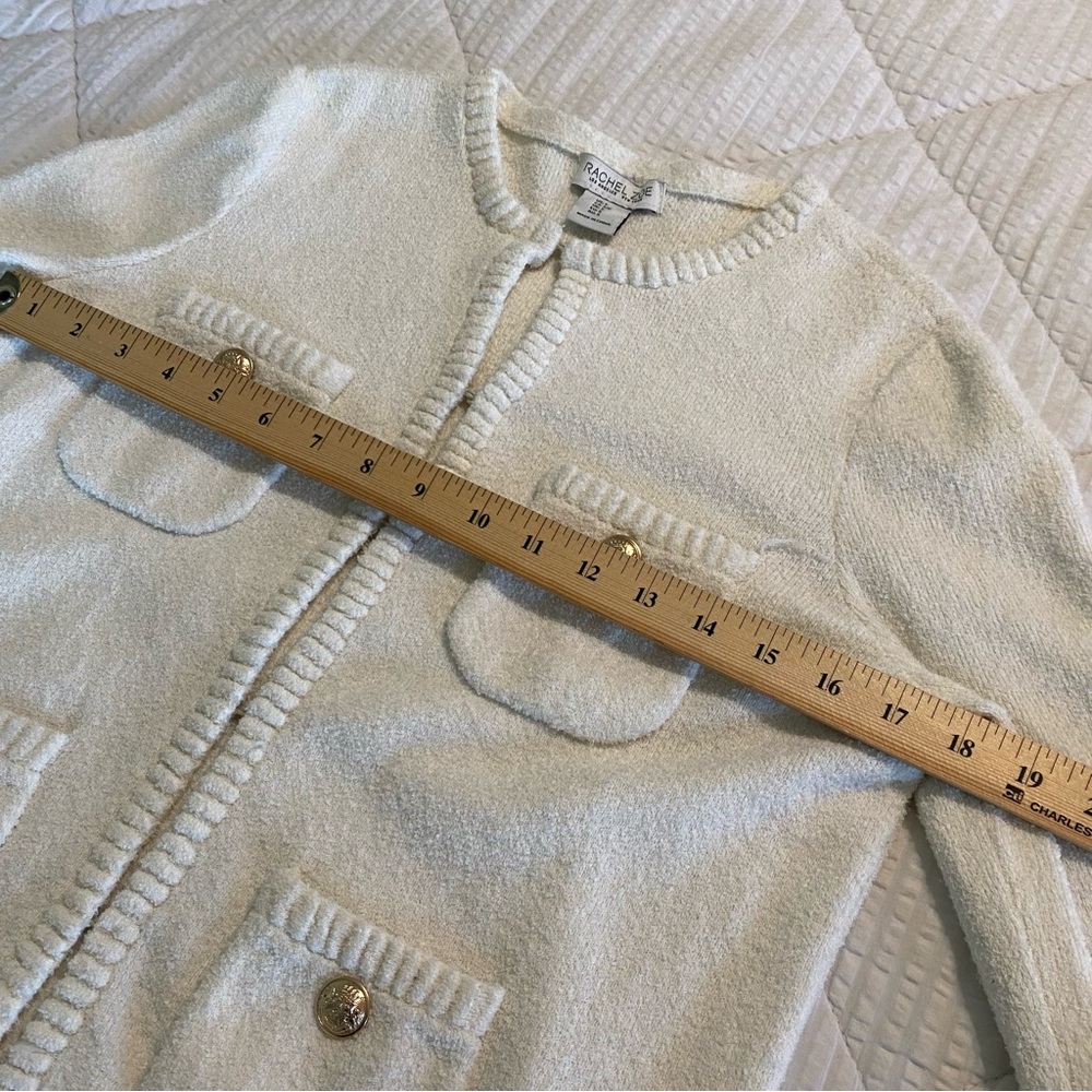 Rachel Zoe Cream Cardigan Sweater Gold Buttons Size: Small - Picture 6 of 12